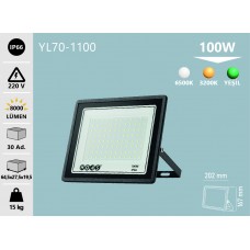 100W ULTRA SLİM LED PROJEKTÖR 6500K BEYAZ GÜNIŞIĞI YEŞİL